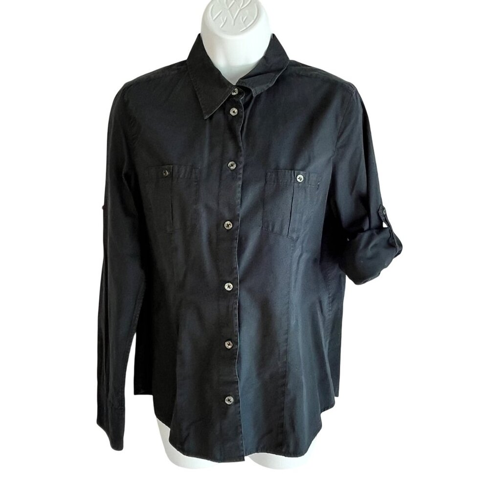Gap Black Long Sleeve Button-Up Shirt M Womens Casual Cotton 87v